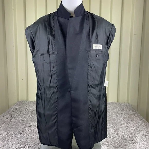 Vestimenta 2-Piece Suit Jacket Men's Size 40R Black Wool with Vest Made in Italy
